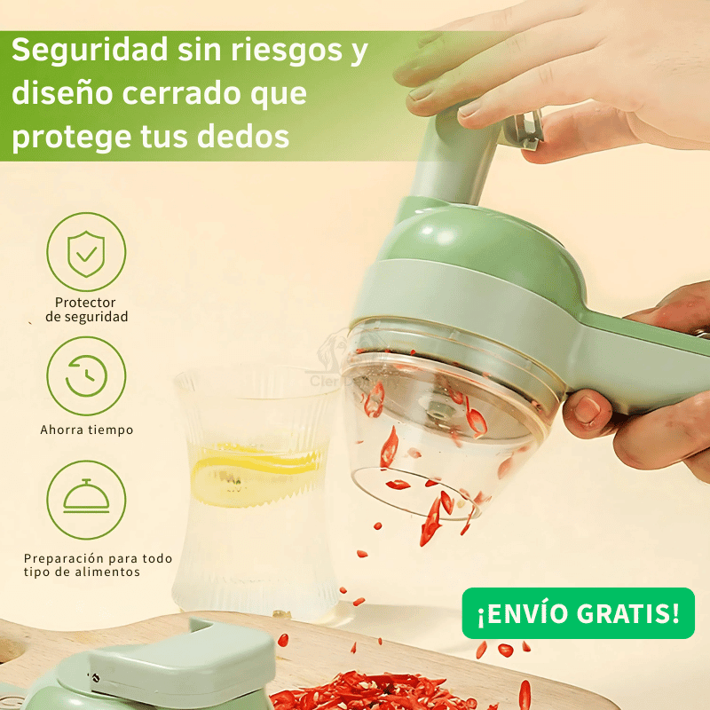 Picador Eléctrico 4 en 1 - Cocina más Segura, Limpia y Sin Esfuerzo