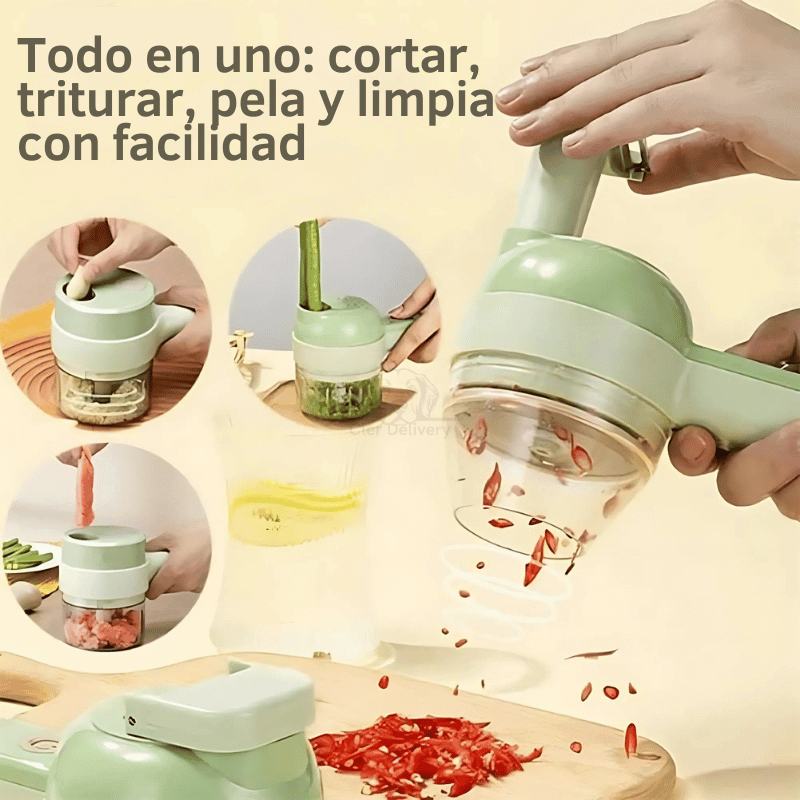 Picador Eléctrico 4 en 1 - Cocina más Segura, Limpia y Sin Esfuerzo