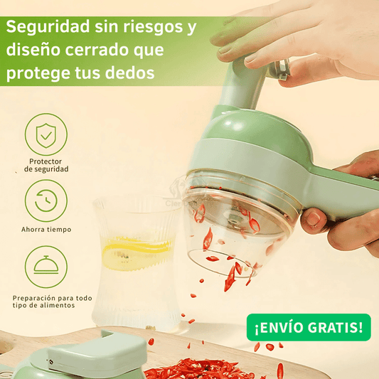 Picador Eléctrico 4 en 1 - Cocina más Segura, Limpia y Sin Esfuerzo