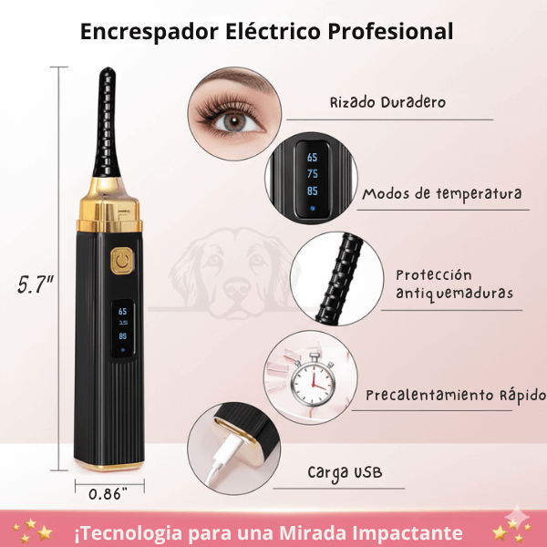 Encrespador eléctrico -Pestañas de impacto, sin pellizcos, sin quiebres. 🚀